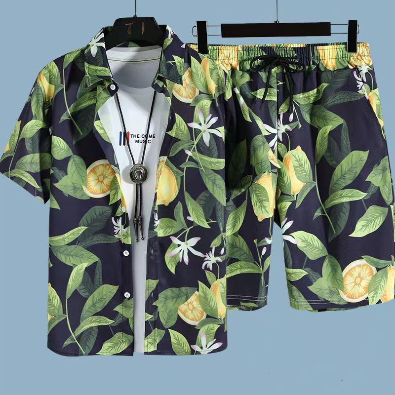 Men's Hawaiian Floral Shirt & Shorts Beach Set | Aladinae