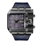 Men's Brown Square Dial Quartz Watch - World Time