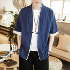 Men's Navy Chinese Tang Suit Cardigan Jacket | Aladinae