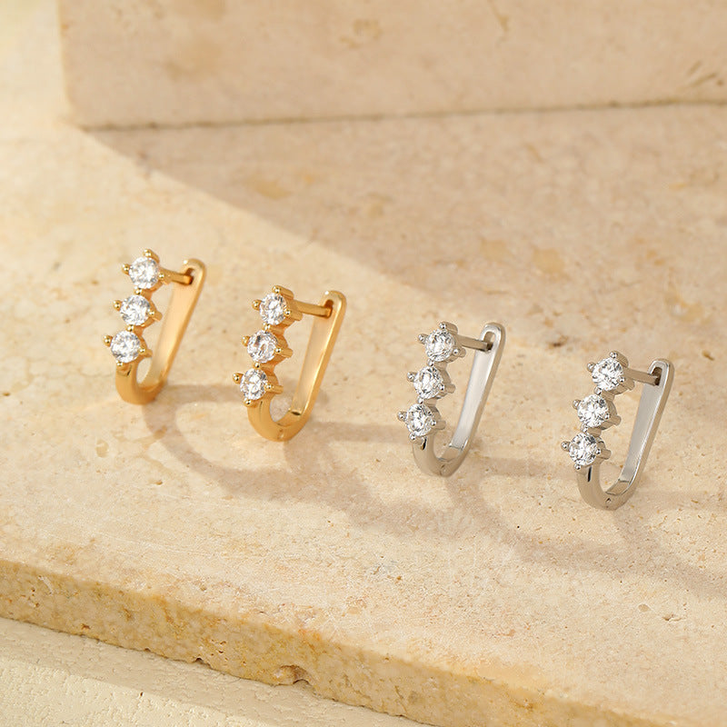 Banyan Tree S925 Sterling Silver Simple 14K Gold Plated Comet Diamond Earrings for Women, Cross-border Ins Fashionable Versatile Earrings