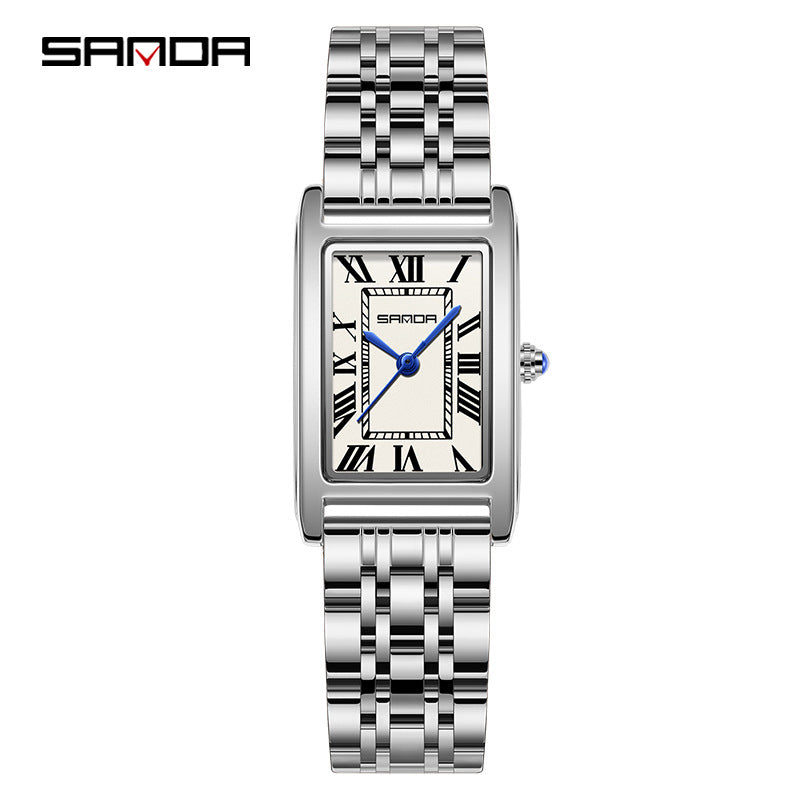 Men's Coffee Silver Rectangular Watch - Roman Numerals