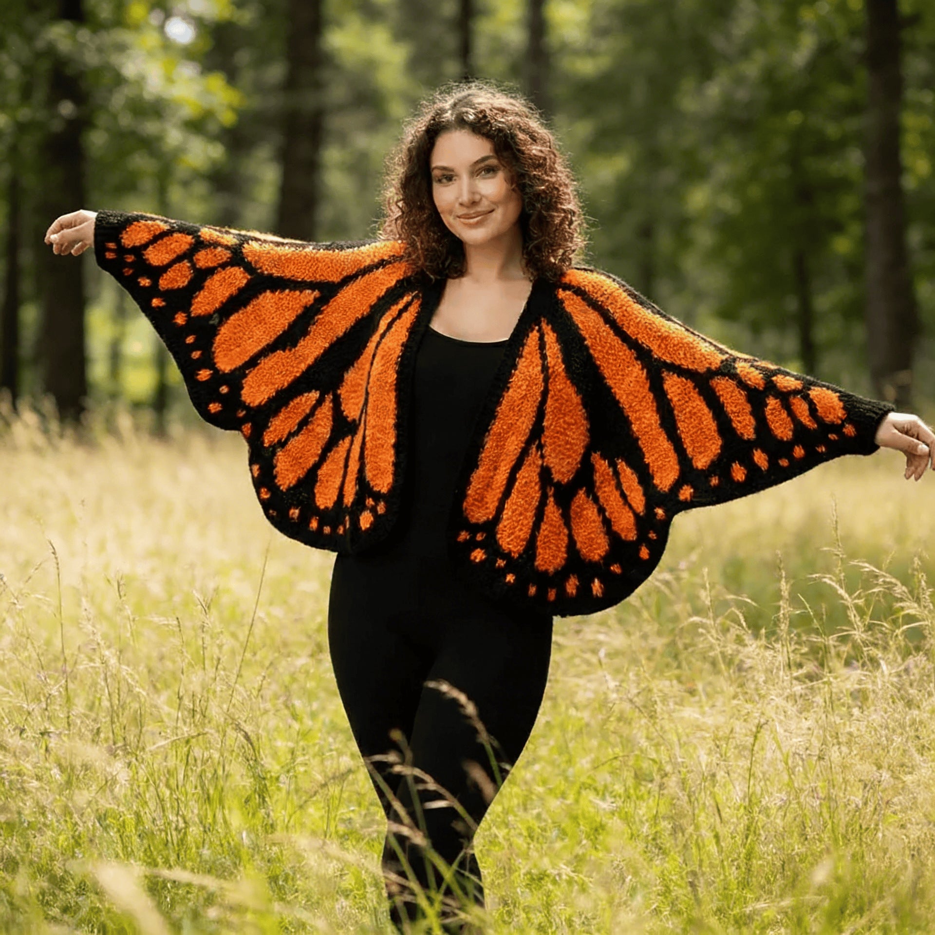 Imperial Butterfly Cape, Butterfly Shawl, Cardigan, Knitted, Unique Butterfly Pattern Shawl, Hand-crocheted Shawl, Comfortable Decoration