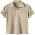 Men's Waffle Knit Color Block Polo Shirt | Aladinae