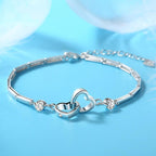Japan and South Korea Simple and Sweet Personality Double Heart Bracelet Women's Heart-to-Heart Bracelet Jewelry Jewelry Heart-shaped Bracelet