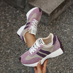 Women's Beige Flat Sneakers - Low-Top, Lace-Up