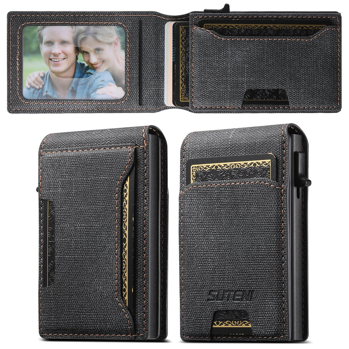 Suteni Brown Pop-Up Card Holder - Photo Frame, Leather