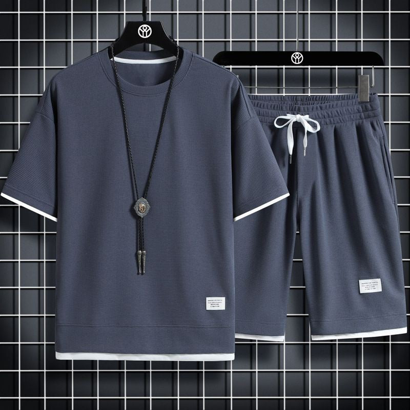 Men's Waffle Knit Casual Set – Shirt & Shorts | Aladinae