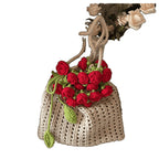 Cross-border rose bouquet blanket bucket bag handmade crochet knitting material kit wool knitting crossbody bag handmade crochet