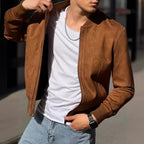 Men's Suede Zip Jacket – Slim Fit | Aladinae