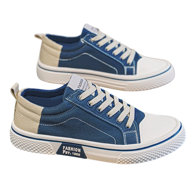 Men's Blue Canvas Skateboard Shoes – Low Top | Aladinae