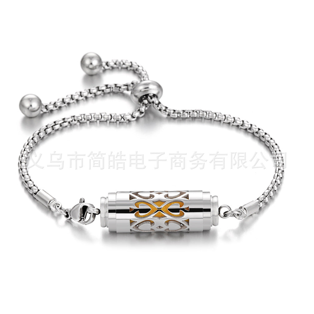 Stainless steel aromatherapy bracelet bracelet essential oil perfume diffuser bracelet adjustable titanium steel bracelet couple jewelry