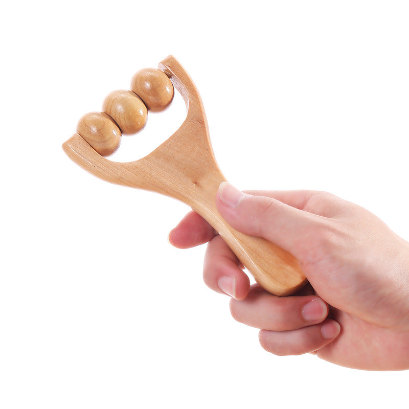 Factory direct supply wooden massager wholesale manual roller massage tool portable meridian dredging massager
