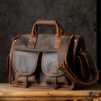 Original Handmade Crazy Horse Cowhide Men's Bag Head Layer Cowhide Shoulder Messenger Bag Genuine Leather Messenger Bag Handbag Travel Bag
