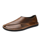 Men's Brown Slip-On Sandals – Round Toe | Aladinae