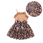Baoxin children's clothing cross-border European and American summer new small and medium-sized girls suspender lace stitching leopard print dress hat