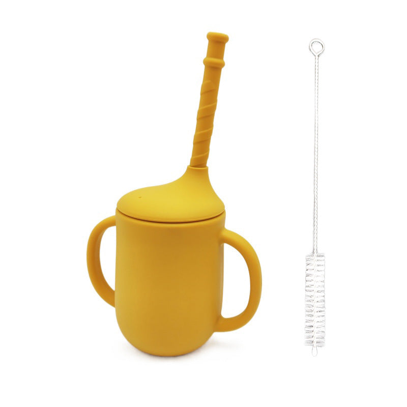 Amazon cross-border creative new product silicone baby learning drinking cup with straw leak-proof and drop-proof ready-to-stock milk powder cup