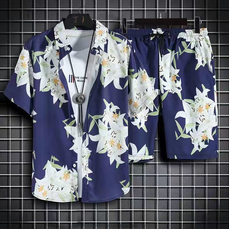 Men's Hawaiian Floral Shirt & Shorts Beach Set | Aladinae