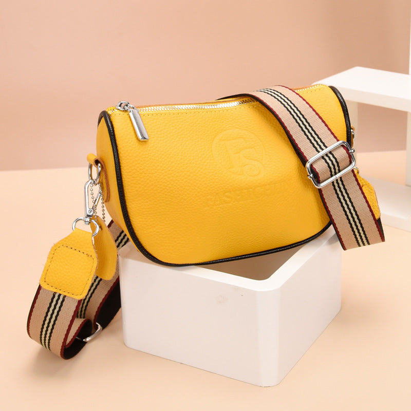 first-layer cowhide saddle bag women  leather shoulder bag wide shoulder strap Messenger bag