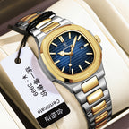 Women's Two-Tone Blue Quartz Watch - Square Dial