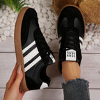 Women's Beige Flat Sneakers - Low-Top, Lace-Up