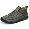 Women's Military Green Flat Boots - Hand-Stitched