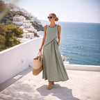 2026 Independent Website European and American Summer New Women's Clothing Mediterranean Resort Style Dress Women's Color Block Trim A-line Skirt