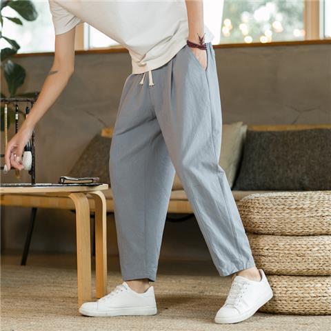 Men's Cotton Linen Cropped Trousers – Ethnic | Aladinae