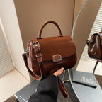 Cross-border bag for women, simple and versatile small square handbag, solid color textured commuter shoulder bag, commuter niche messenger bag