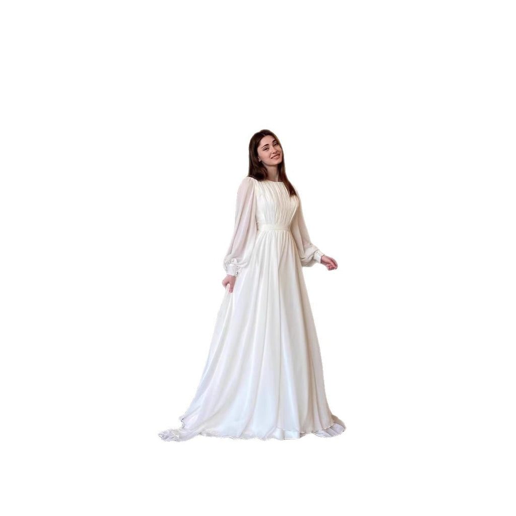 2026 Spring Fashion Court Style French White Double-Layer Chiffon Full Skirt Princess Fairy Dress
