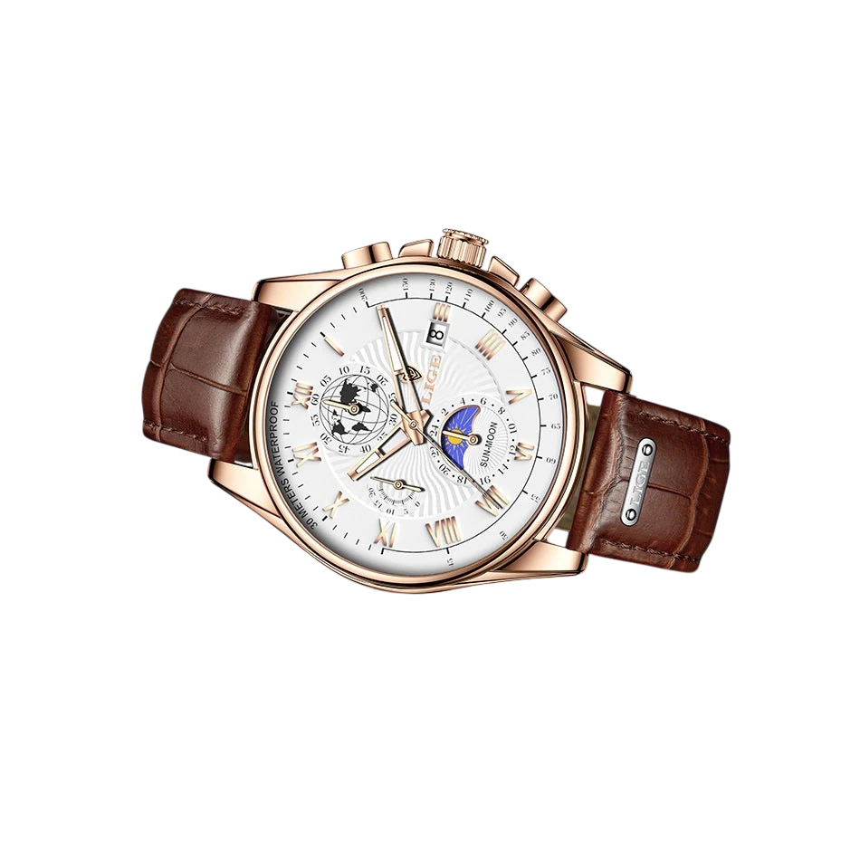Men's Moon Phase Chronograph Watch – Quartz | Aladinae