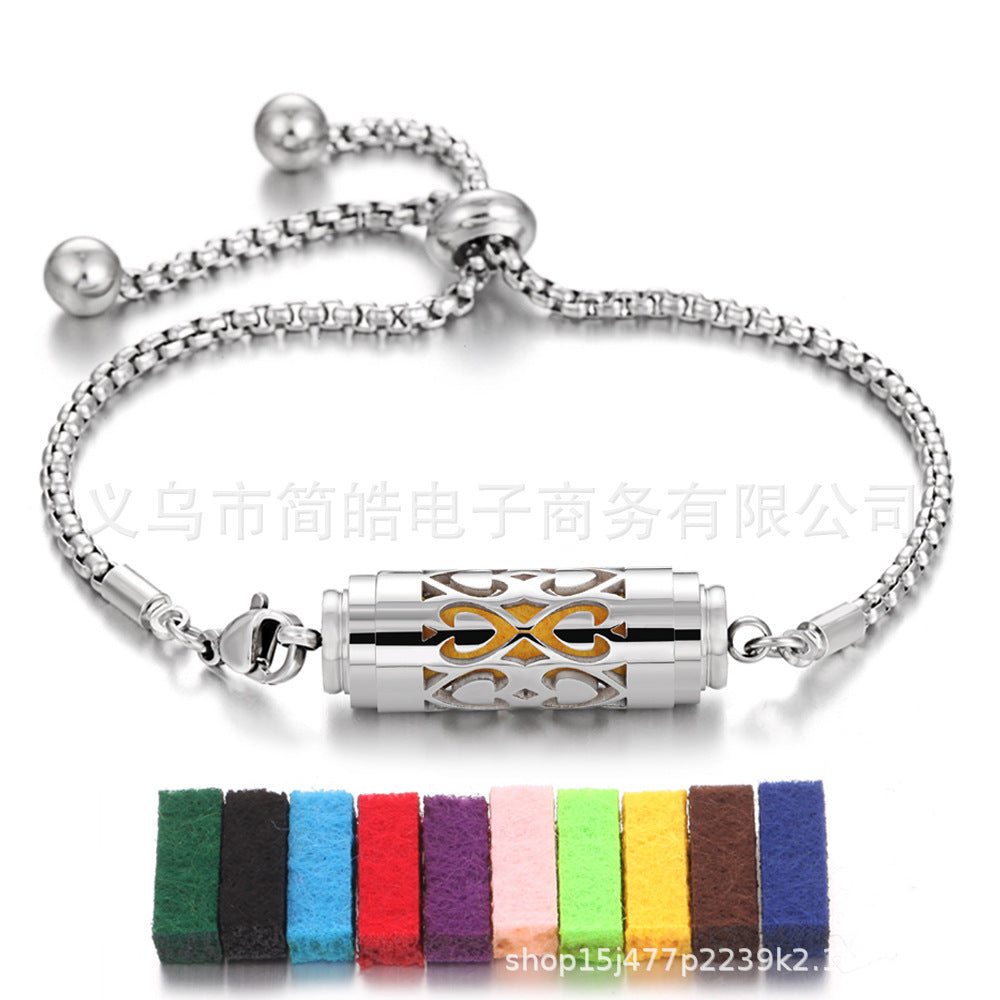 Stainless steel aromatherapy bracelet bracelet essential oil perfume diffuser bracelet adjustable titanium steel bracelet couple jewelry