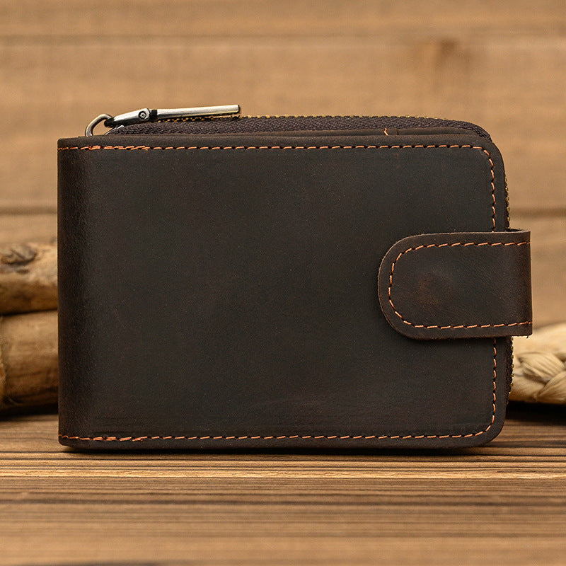 Genuine Leather Zipper Wallet – Large Capacity | Aladinae