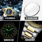 Women's Two-Tone Blue Quartz Watch - Square Dial