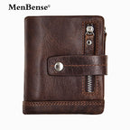 Men's Crazy Horse Leather Trifold Wallet | Aladinae