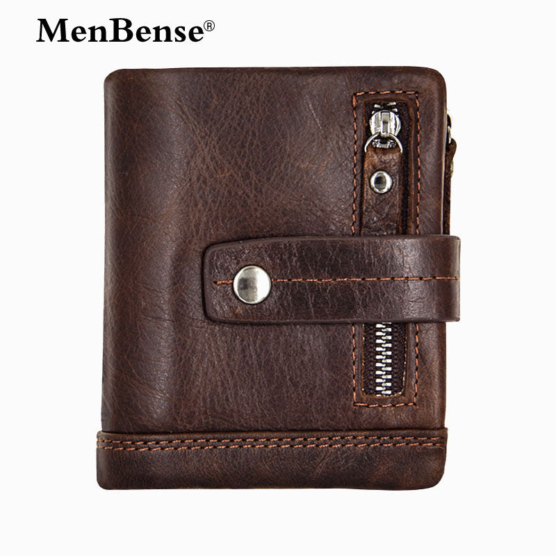 Men's Crazy Horse Leather Trifold Wallet | Aladinae
