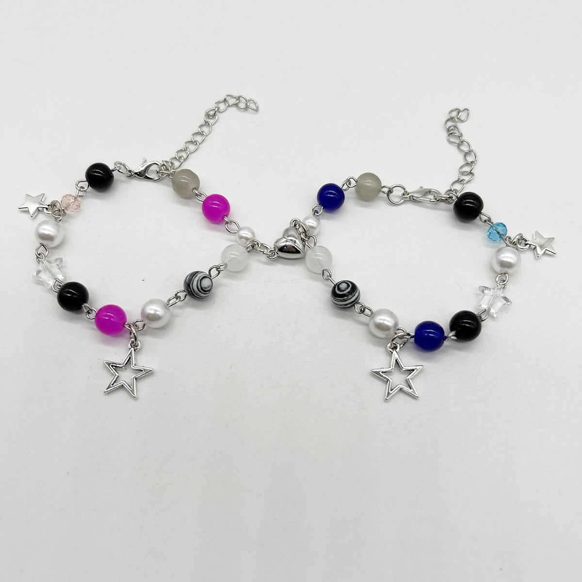 European and American cross-border bracelet couple bestie black and white dice hip-hop handmade guitar microphone five-pointed star hand jewelry