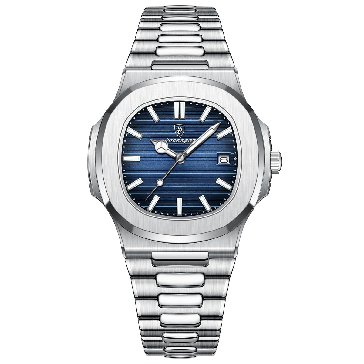 Men's Green Dial Quartz Watch - Waterproof, Steel Strap