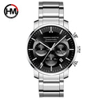 Men's Black Multi-Hand Quartz Watch - Waterproof, Calendar