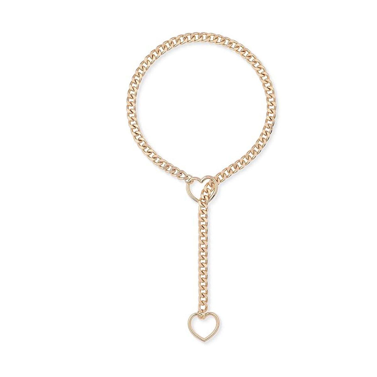 Amazon Style Wide Y Ring Sliding Chain Necklace Handmade Punk Cuban Stainless steel Chain Necklace