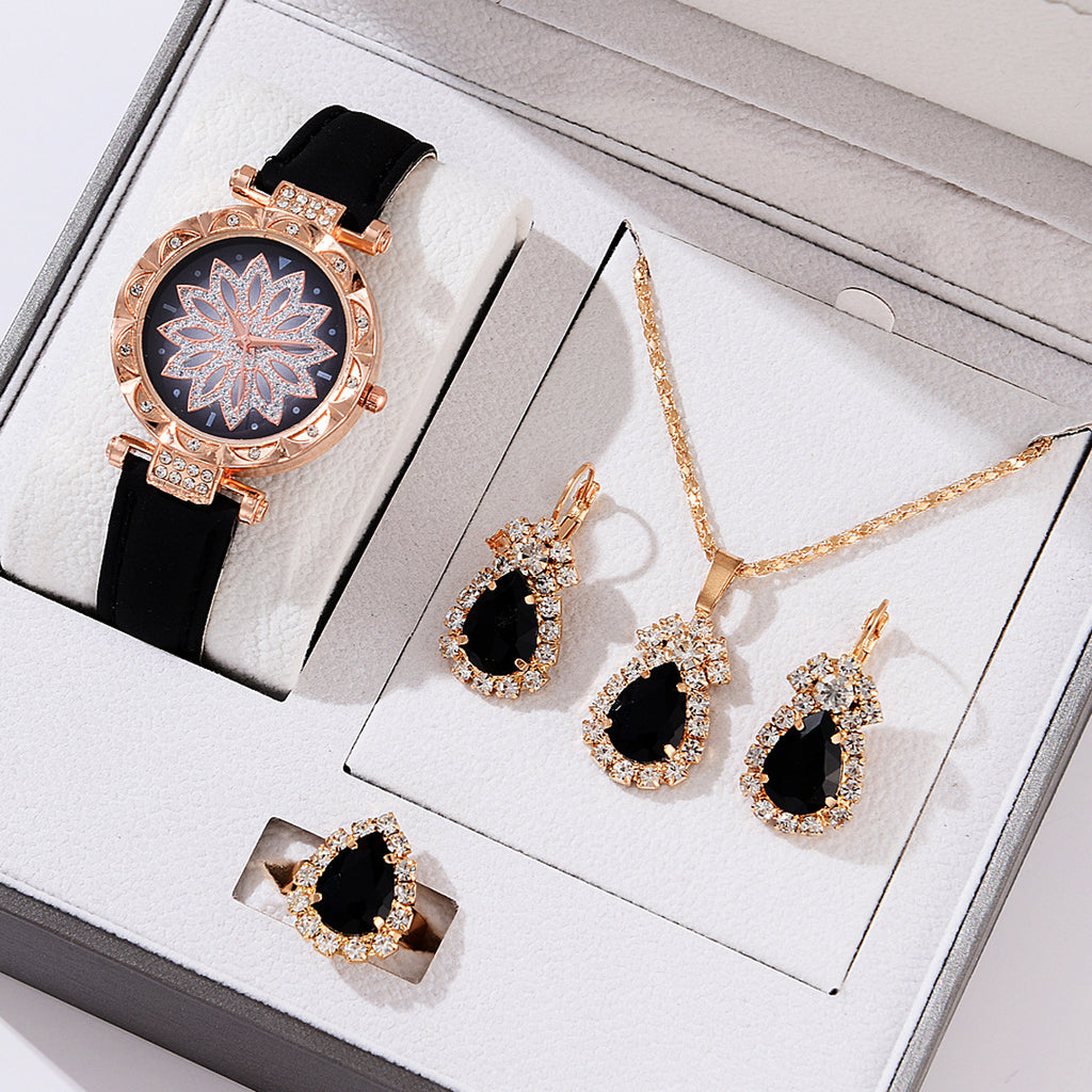 Women's White Watch and Bracelet Set - Quartz