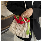 Cross-border rose bouquet blanket bucket bag handmade crochet knitting material kit wool knitting crossbody bag handmade crochet