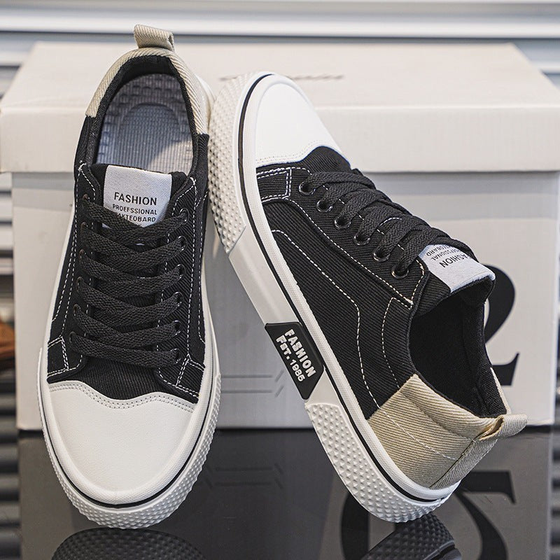 Men's Blue Canvas Skateboard Shoes – Low Top | Aladinae