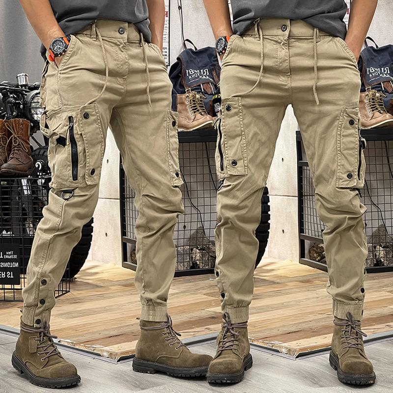 Men's Black Tactical Cargo Pants – Straight Fit | Aladinae
