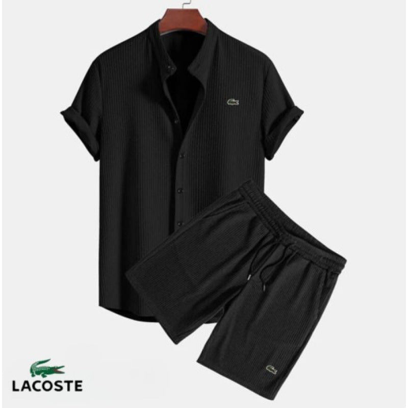 Men's Black & White Striped Hawaiian Shirt | Aladinae