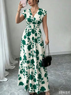2026 New French V-neck Slim Waist Maxi Dress, Elegant and Stylish Dress (for European and American Cross-Border Amazon and AliExpress)