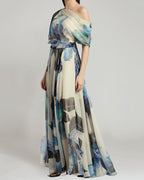 2025 Cross-Border Summer New European and American Bohemian Resort Style Lace-up Lolita Full Skirt Printed Dress