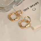 S925 sterling silver geometric zircon earrings new style all-match simple niche light luxury high-end temperament French earrings for women