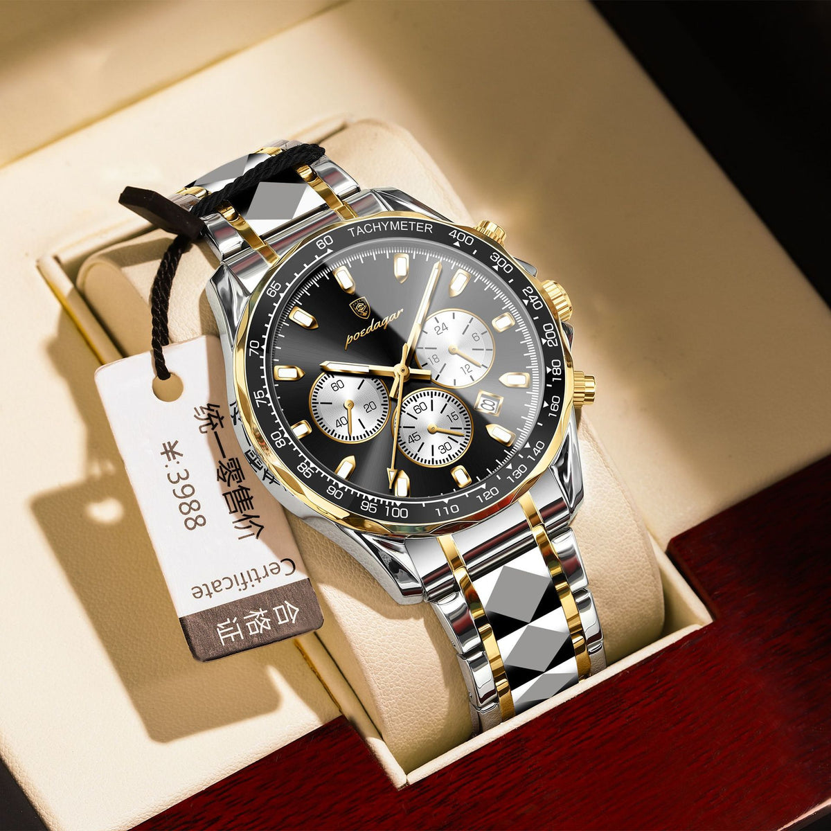 Men's Blue Chronograph Watch - Steel Strap, Quartz