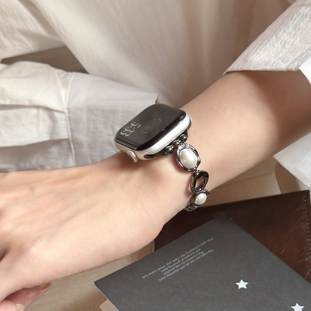 Copper Chain Pearl Metal Watch Strap - Apple Watch Compatible