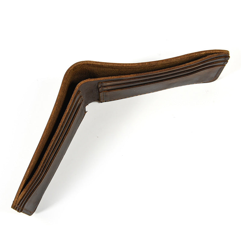 Men's Crazy Horse Leather Bifold Wallet | Aladinae